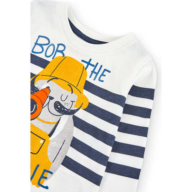 Striped Sailor Graphic T-Shirt, Off White - T-Shirts - 2