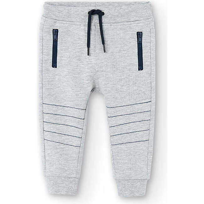 Melange Fleece Sweatpants, Grey - Sweatpants - 1