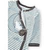 Striped Velour Babysuit, Blue - Bodysuits - 3