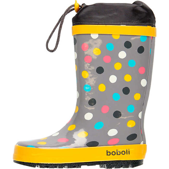 Polka Dot Rainboots, Grey - Rain Boots - 2
