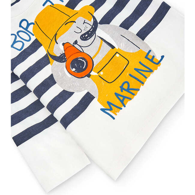 Striped Sailor Graphic T-Shirt, Off White - T-Shirts - 3