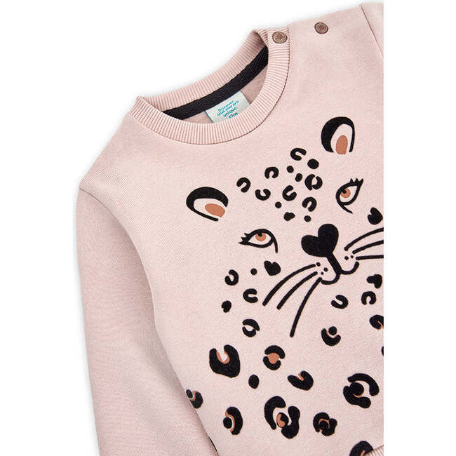 Leopard Graphic Fleece Sweatshirt, Pink