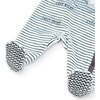Striped Velour Babysuit, Blue - Bodysuits - 4