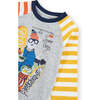 Striped Snowboarding Graphic T-Shirt, Grey - Tees - 3