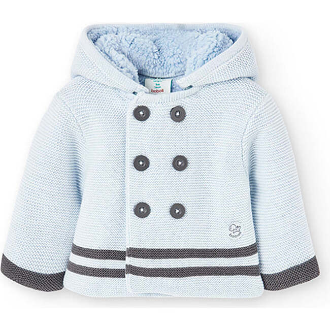 Fluffy Knit Jacket, Light Blue - Jackets - 1