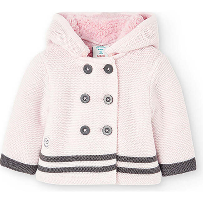 Fluffy Knit Jacket, Pink - Jackets - 1