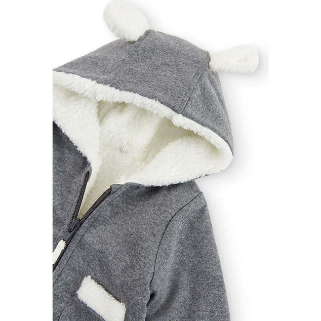 Fluffy Knit Jacket, Grey