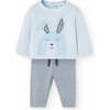 Bunny Graphic Outfit, Light Blue - Mixed Apparel Set - 1 - thumbnail