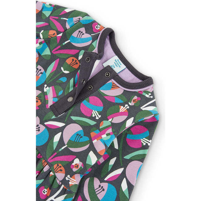 Floral Fleece Dress, Green - Dresses - 3