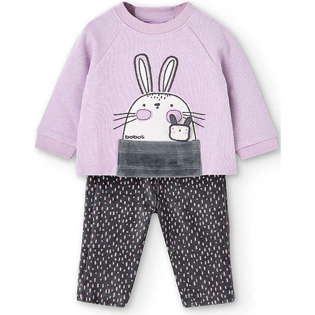 Bunny Graphic Outfit, Mauve - Mixed Apparel Set - 1