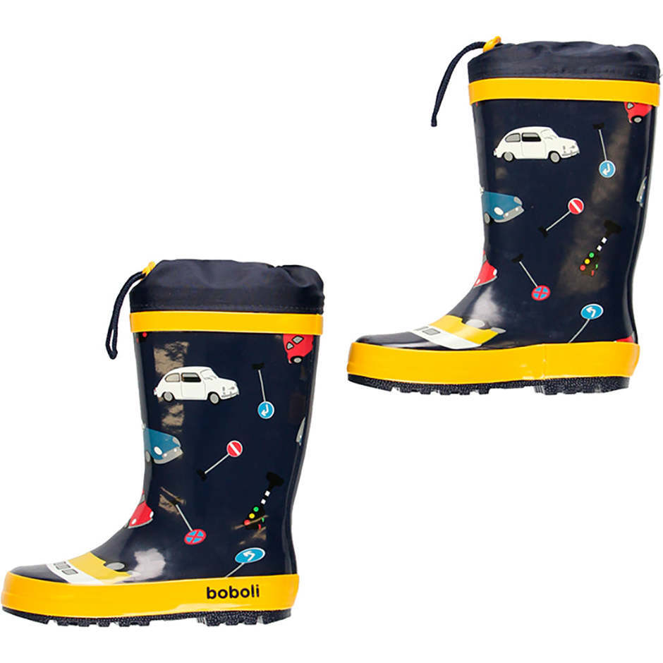 Driving Graphic Rainboots, Navy - Rain Boots - 1