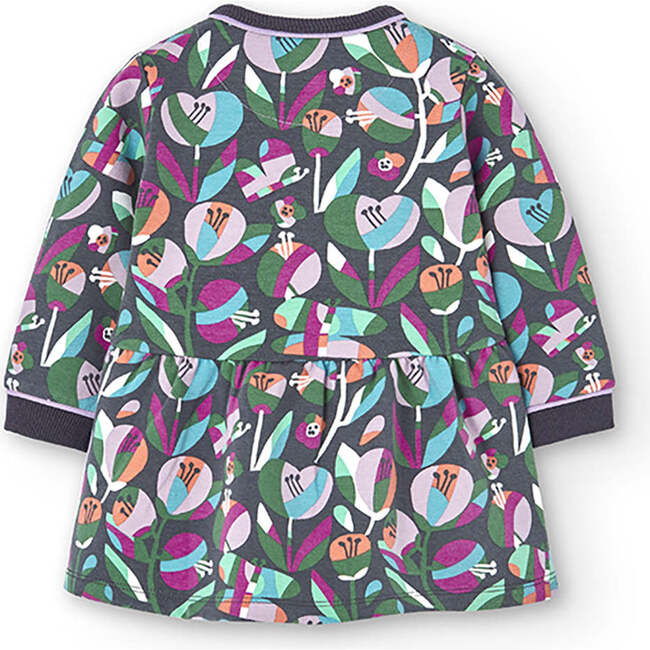Floral Fleece Dress, Green - Dresses - 4