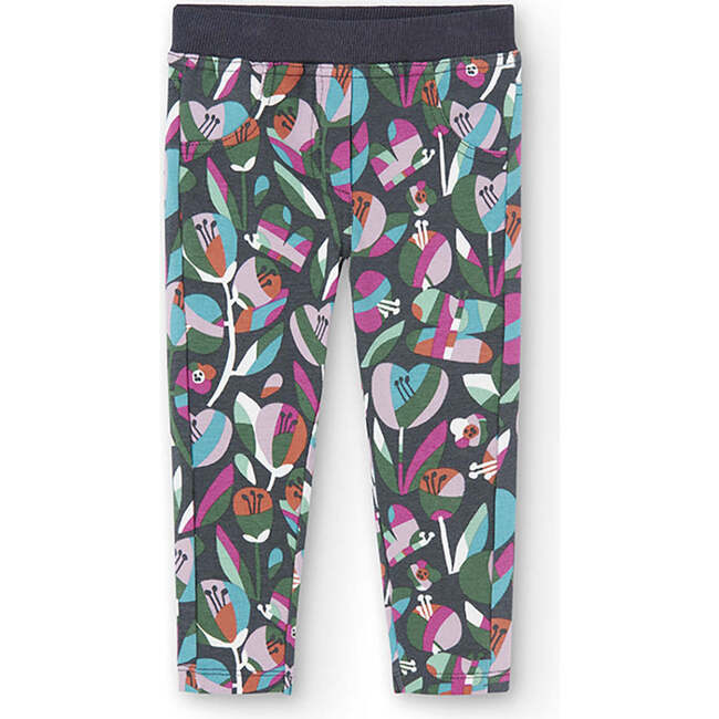 Floral Fleece Pants, Green - Pants - 4