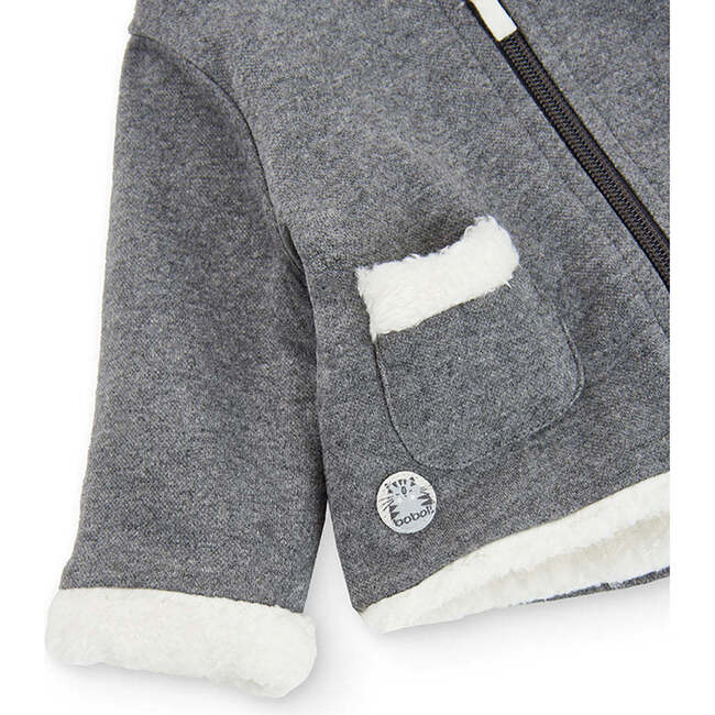 Fluffy Knit Jacket, Grey - Jackets - 3