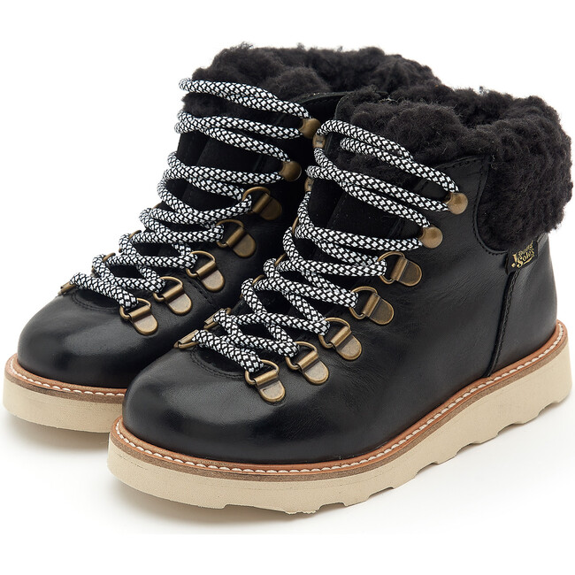 Eddie Fur Leather, Black - Boots - 1