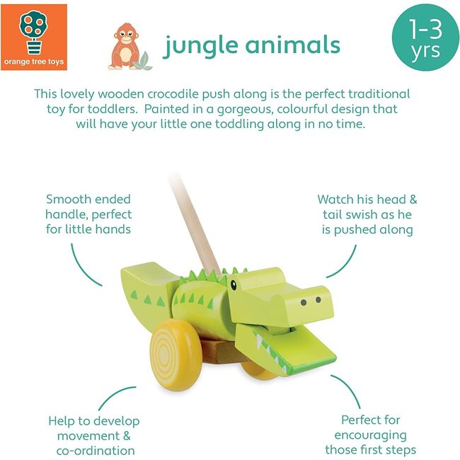 Orange Tree Toys Push Along, Crocodile - Push & Pull - 3