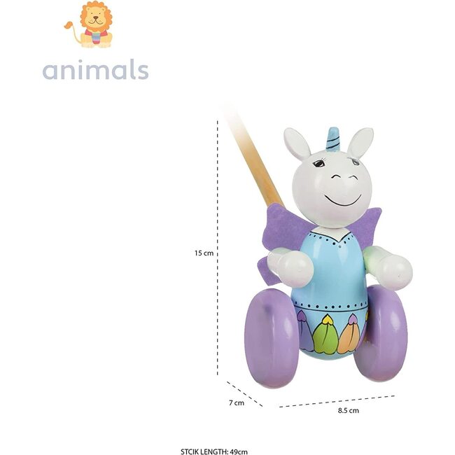 Orange Tree Toys Unicorn Push Along - Push & Pull - 3