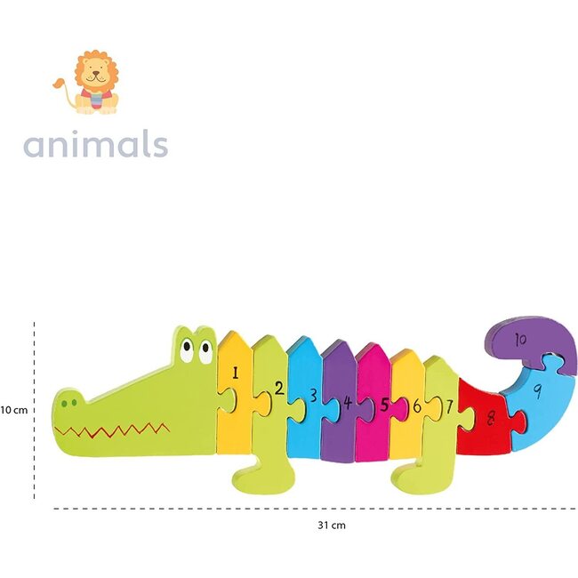 Orange Tree Toys Crocodile Number Puzzle - Push & Pull - 6