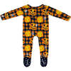 Jack-O'-Lantern Halloween Bamboo Zippered Footed Onesie, Orange - Onesies - 2 - thumbnail