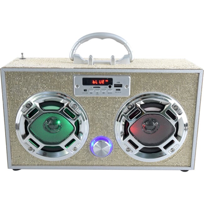 Bluetooth Fm Radio W LED Speakers, Gold Bling Boombox - Tech Toys - 3