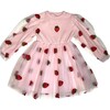 Strawberry Sheer Sleeve Dress, Pink - Dresses - 1 - thumbnail