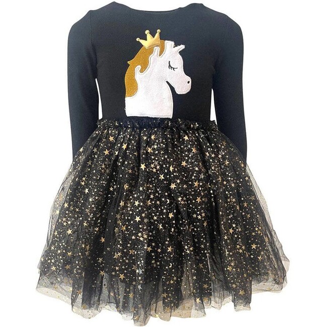 Sleepy Unicorn Stardust Tutu Dress, Black - Dresses - 1
