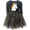Sleepy Unicorn Stardust Tutu Dress, Black - Dresses - 1 - thumbnail