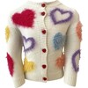 White Fuzzy Hearts Cardigan, Multi - Cardigans - 1 - thumbnail