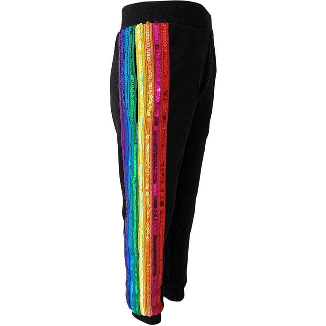 Rainbow Sequin Joggers, Black