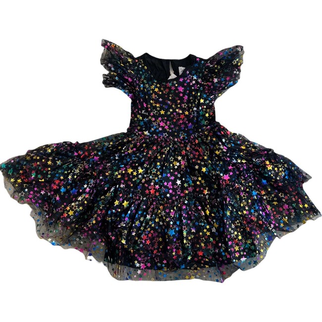 Shining Rainbow Star Tulle Dress, Black