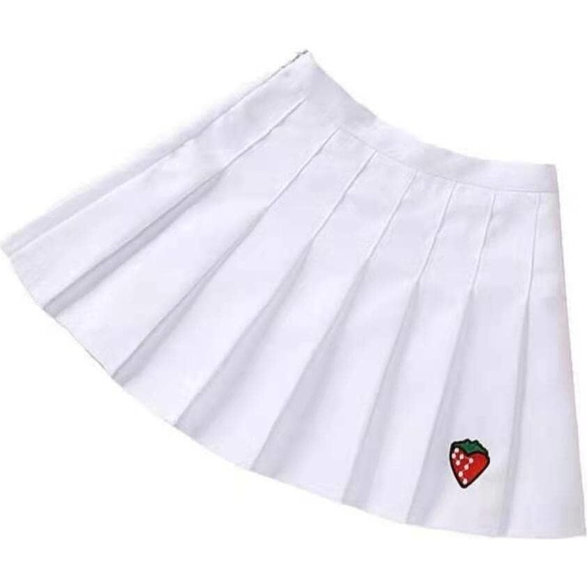 Strawberry Tennis Skirt, White - Skirts - 1