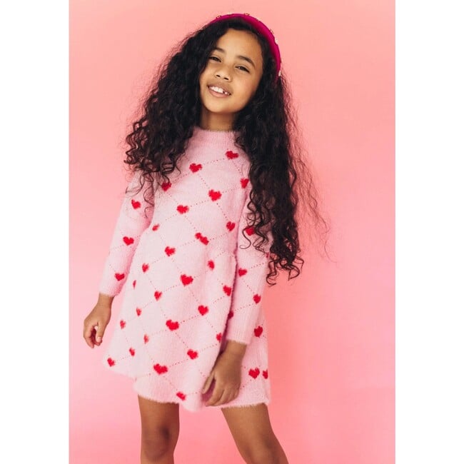 Sweetheart Sweater Dress, Pink - Dresses - 3