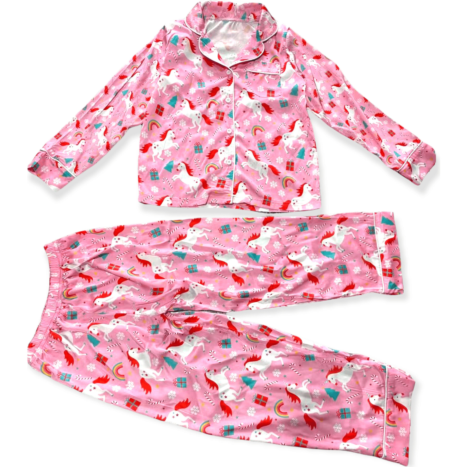 Unicorn Holiday Silk Lounge Set, Pink - Mixed Apparel Set - 1
