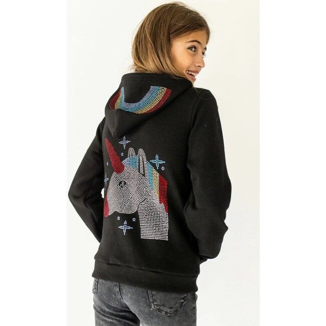 Wanderlust Crystal Unicorn Hoodie, Black - Jackets - 3