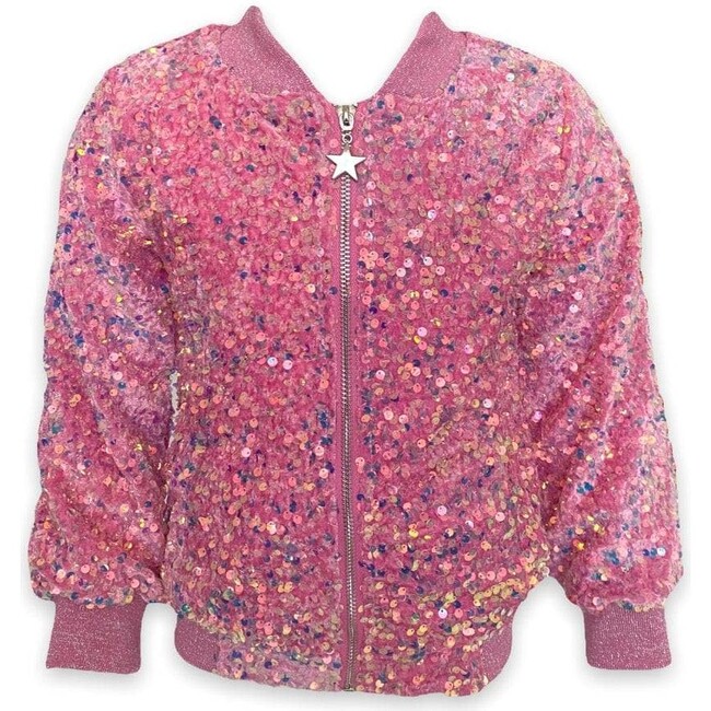 Pretty in Pink Sequin Bomber, Pink - Jackets - 1