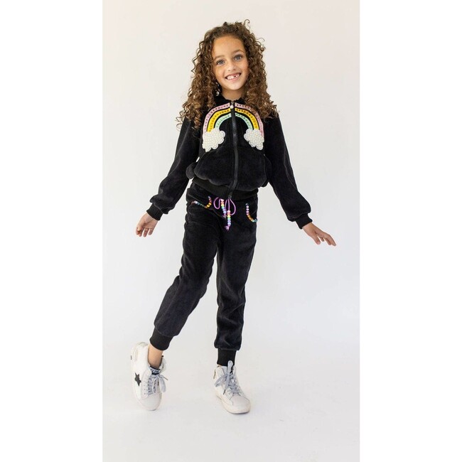 Rainbow Beaded Velvet Track Set, Black