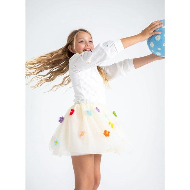 Rainbow Daisy Puff Tutu, White - Skirts - 2