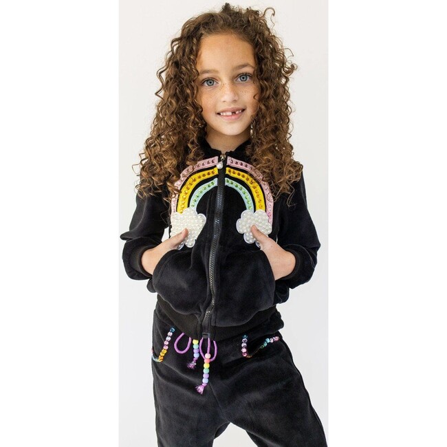 Rainbow Beaded Velvet Track Set, Black - Mixed Apparel Set - 3