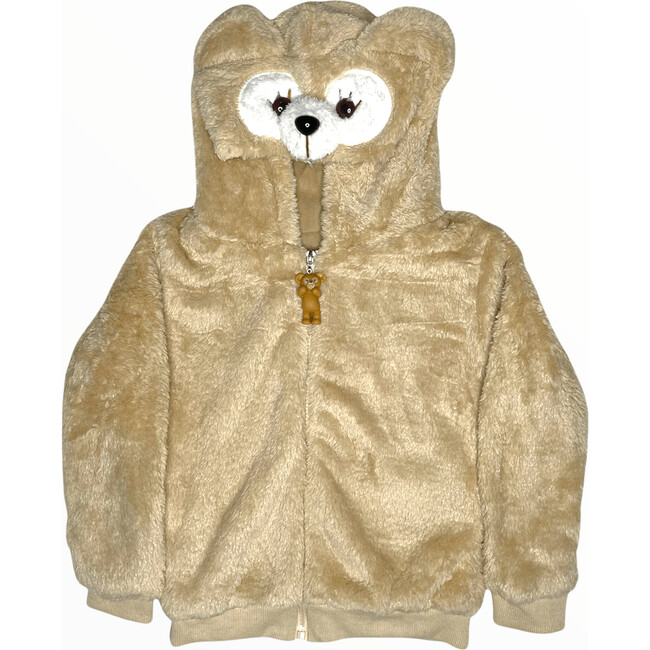 Plush Brown Bear Jacket, Brown - Jackets - 4