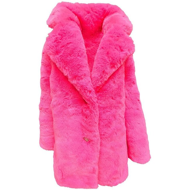 Hot Pink Faux Fur Coat, Pink