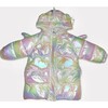 Iridescent Unicorn Puffer Coat, White - Coats - 1 - thumbnail