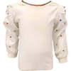 Gem Queen Puff Sleeve Blouse, White - Sweatshirts - 1 - thumbnail