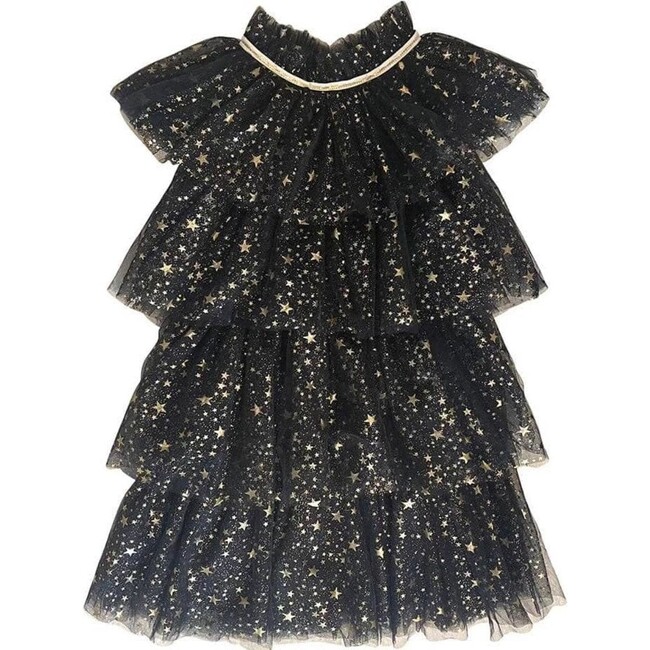 Gold Star Tulle Dress, Black - Dresses - 1