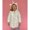 Iridescent Unicorn Puffer Coat, White - Coats - 3