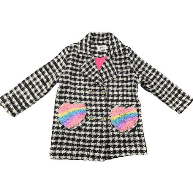 Fuzzy Rainbow Houndstooth Jacket, Stripes