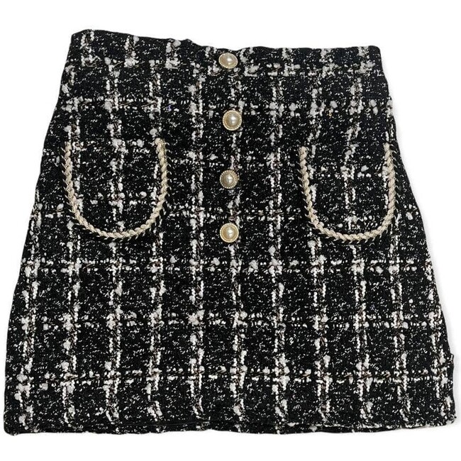 Coco Tweed Pearl Skirt, Black