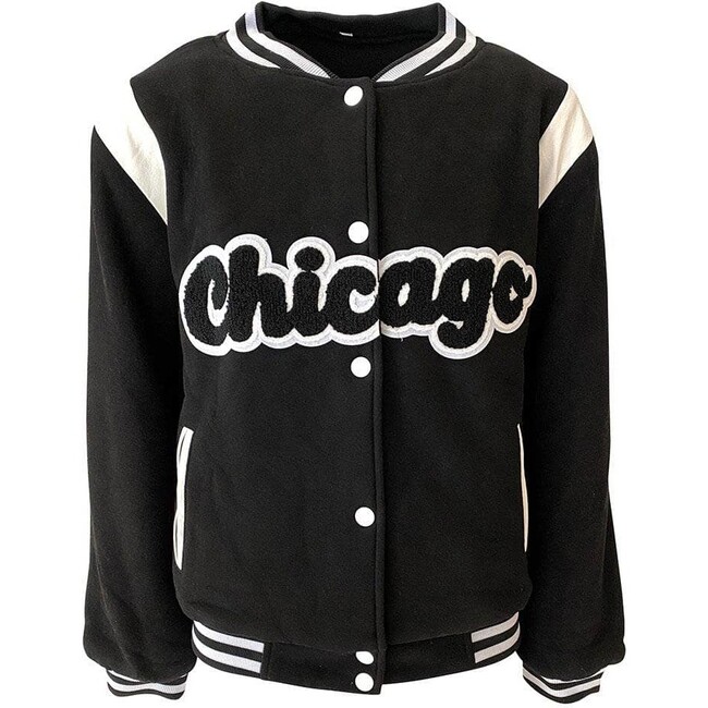 Chicago Varsity Bomber Jacket, Black