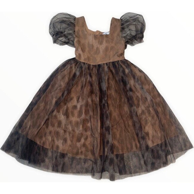 Cheetah Tulle Dress, Brown - Dresses - 1