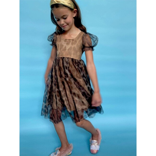 Cheetah Tulle Dress, Brown - Dresses - 2