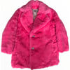 Hot Pink Faux Fur Coat, Pink - Faux Fur Coats - 7